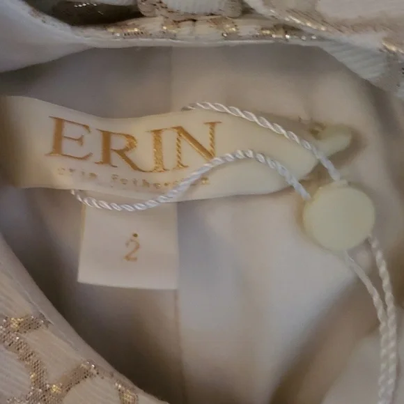 ERIN Gold and Cream Bow Cut-Out Dress NWOT - Picture 6 of 6